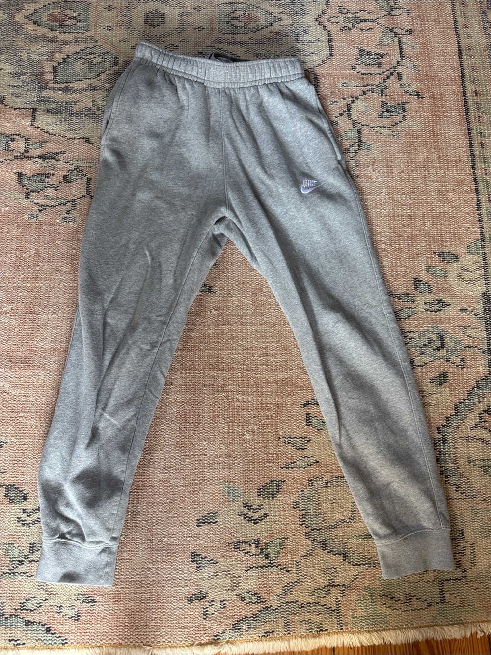 Nike Mens Grey Fleece Joggers with Embroidered Swoosh Mens size small